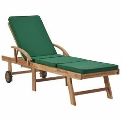 VidaXL Chaises longues avec coussins 2 pcs Bois de teck solide Vert 9 VidaXL Chaises longues avec coussins 2 pcs Bois de teck solide Vert -Bains de soleil Soldes image 2 3054635