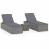 VidaXL Chaises longues de jardin table à thé 3 pcs Résine tressée Gris -Bains de soleil Soldes image 2 3057665
