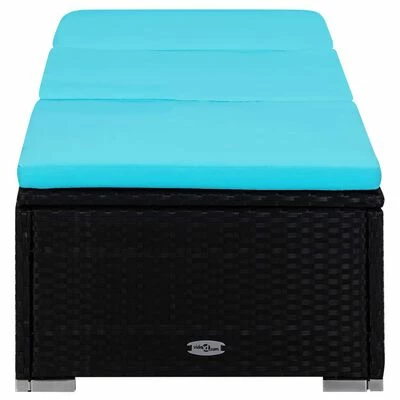 VidaXL Chaises longues de jardin table à thé 3 pcs Résine tressée Noir 4 VidaXL Chaises longues de jardin table à thé 3 pcs Résine tressée Noir – Image 2