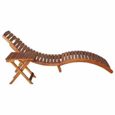 VidaXL Chaise longue de jardin avec table et coussin Bois d'acacia 4 VidaXL Chaise longue de jardin avec table et coussin Bois d'acacia – Image 2