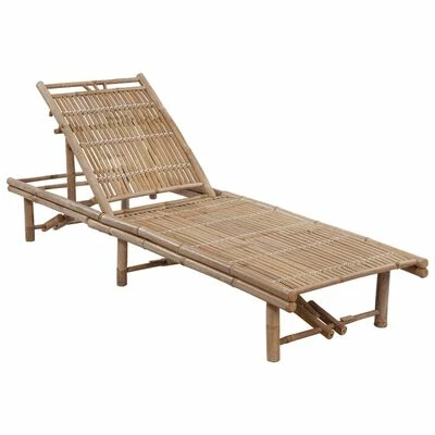 VidaXL Chaise longue de jardin avec coussin Bambou 4 VidaXL Chaise longue de jardin avec coussin Bambou – Image 2