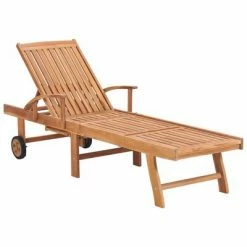 VidaXL Chaise longue avec coussin vert Bois de teck solide 9 VidaXL Chaise longue avec coussin vert Bois de teck solide -Bains de soleil Soldes image 2 3063011
