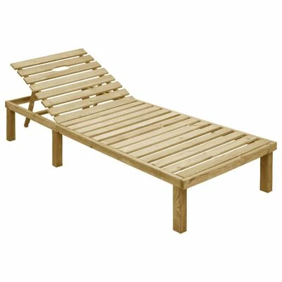 VidaXL Chaise longue avec coussin gris Bois de pin imprégné 4 VidaXL Chaise longue avec coussin gris Bois de pin imprégné – Image 2