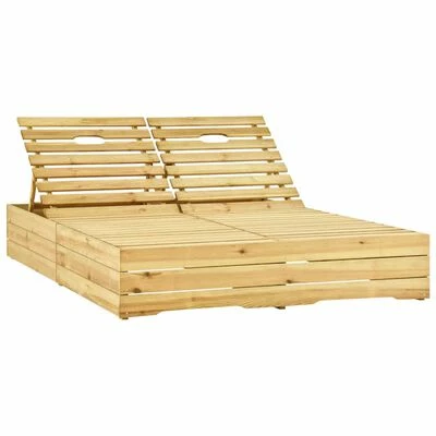 VidaXL Chaise longue double et coussins bordeaux Bois de pin imprégné 4 VidaXL Chaise longue double et coussins bordeaux Bois de pin imprégné – Image 2