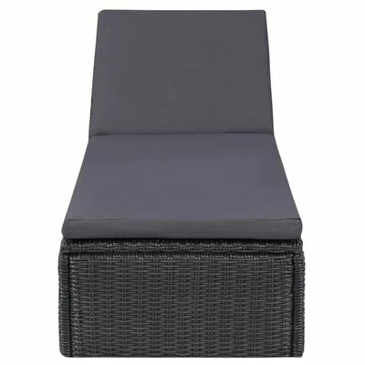 VidaXL Chaise longue Résine tressée Noir et gris foncé 4 VidaXL Chaise longue Résine tressée Noir et gris foncé – Image 2