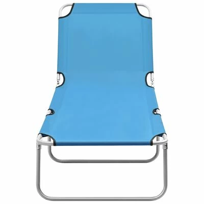 VidaXL Chaise longue pliable Acier et tissu Bleu turquoise 4 VidaXL Chaise longue pliable Acier et tissu Bleu turquoise – Image 2