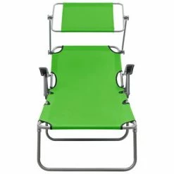 VidaXL Chaise longue avec auvent Acier Vert 9 VidaXL Chaise longue avec auvent Acier Vert -Bains de soleil Soldes image 2 310335