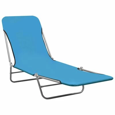 VidaXL Chaises longues pliables 2 pcs Acier et tissu Bleu 4 VidaXL Chaises longues pliables 2 pcs Acier et tissu Bleu – Image 2
