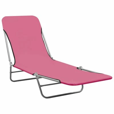 VidaXL Chaises longues pliables 2 pcs Acier et tissu Rose 4 VidaXL Chaises longues pliables 2 pcs Acier et tissu Rose – Image 2