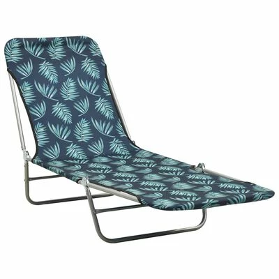 VidaXL Chaises longues pliables 2 pcs Acier et tissu Motif de feuilles 4 VidaXL Chaises longues pliables 2 pcs Acier et tissu Motif de feuilles – Image 2