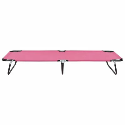 VidaXL Chaise longue pliable Acier Rose 4 VidaXL Chaise longue pliable Acier Rose – Image 2
