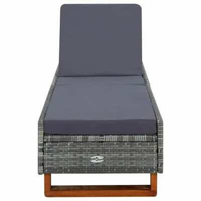 VidaXL Transat avec coussin Résine tressée Gris 4 VidaXL Transat avec coussin Résine tressée Gris – Image 2
