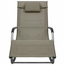 VidaXL Chaise longue Textilène Taupe et gris 9 VidaXL Chaise longue Textilène Taupe et gris -Bains de soleil Soldes image 2 310507