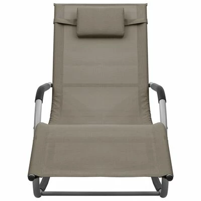 VidaXL Chaise longue Textilène Taupe et gris 4 VidaXL Chaise longue Textilène Taupe et gris – Image 2