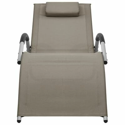 VidaXL Chaise longue Textilène Taupe et gris 4 VidaXL Chaise longue Textilène Taupe et gris – Image 2