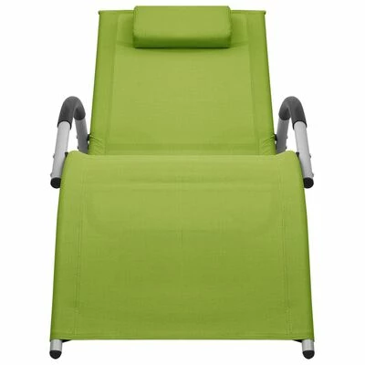 VidaXL Chaise longue Textilène Vert et gris 4 VidaXL Chaise longue Textilène Vert et gris – Image 2