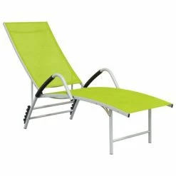 VidaXL Chaise longue Textilène et aluminium Vert