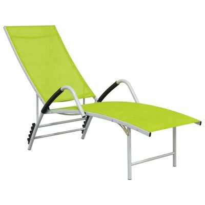 VidaXL Chaise longue Textilène et aluminium Vert 3 VidaXL Chaise longue Textilène et aluminium Vert