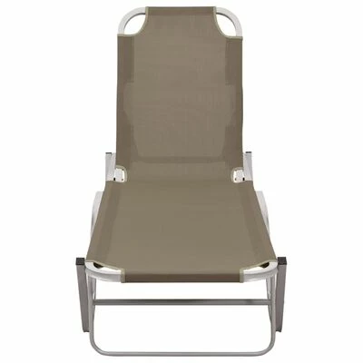 VidaXL Chaise longue Aluminium et textilène Taupe 4 VidaXL Chaise longue Aluminium et textilène Taupe – Image 2
