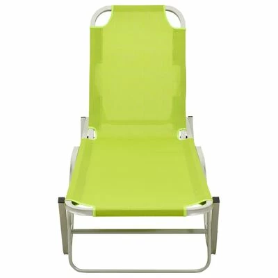 VidaXL Chaise longue Aluminium et textilène Vert 4 VidaXL Chaise longue Aluminium et textilène Vert – Image 2