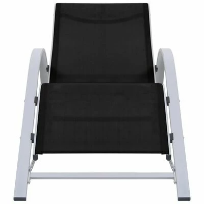 VidaXL Chaise longue Textilène et aluminium Noir 4 VidaXL Chaise longue Textilène et aluminium Noir – Image 2