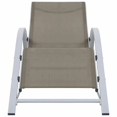 VidaXL Chaise longue Textilène et aluminium Taupe 4 VidaXL Chaise longue Textilène et aluminium Taupe – Image 2