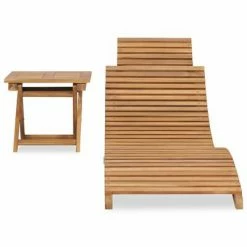 VidaXL Chaise longue pliable avec table Bois de teck solide 9 VidaXL Chaise longue pliable avec table Bois de teck solide -Bains de soleil Soldes image 2 310666