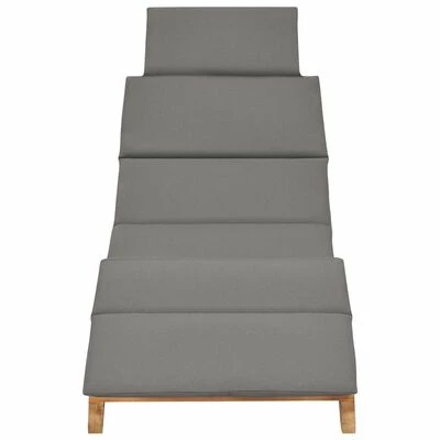 VidaXL Chaise longue pliable avec coussin gris foncé Bois de teck 4 VidaXL Chaise longue pliable avec coussin gris foncé Bois de teck – Image 2