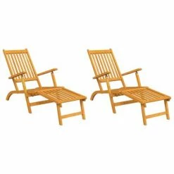 VidaXL Chaise longue d'extérieur avec repose-pieds 2 pcs Acacia solide