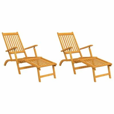 VidaXL Chaise longue d'extérieur avec repose-pieds 2 pcs Acacia solide 3 VidaXL Chaise longue d'extérieur avec repose-pieds 2 pcs Acacia solide
