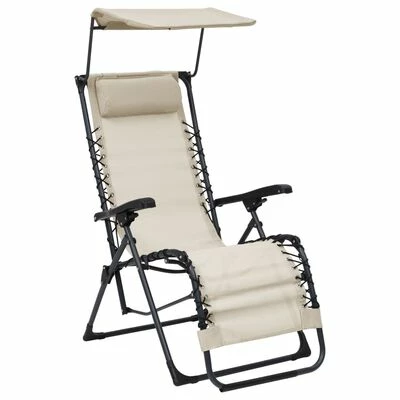 VidaXL Chaises pliables de terrasse 2 pcs Textilène Crème 4 VidaXL Chaises pliables de terrasse 2 pcs Textilène Crème – Image 2