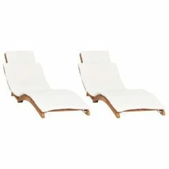 VidaXL Chaises longues 2 pcs avec coussins Bois massif de teck