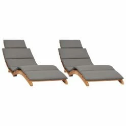 VidaXL Chaises longues 2 pcs avec coussins Bois massif de teck