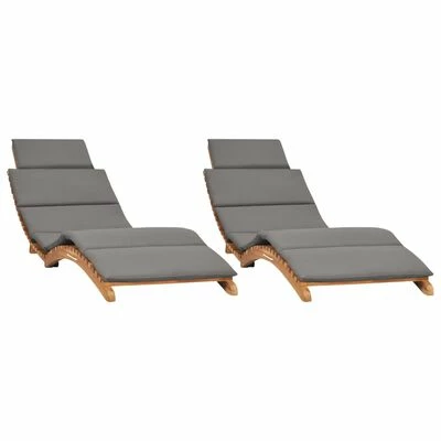 VidaXL Chaises longues 2 pcs avec coussins Bois massif de teck 3 VidaXL Chaises longues 2 pcs avec coussins Bois massif de teck