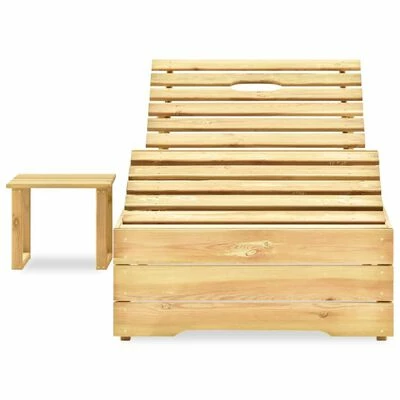 VidaXL Chaise longue avec table Bois de pin imprégné de vert 3 VidaXL Chaise longue avec table Bois de pin imprégné de vert – Image 2