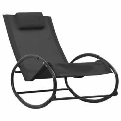 VidaXL Chaise longue avec oreiller Acier et textilène Noir