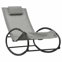 VidaXL Chaise longue avec oreiller Acier et textilène Gris