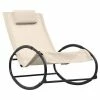 VidaXL Chaise longue avec oreiller Acier et textilène Crème 2 VidaXL Chaise longue avec oreiller Acier et textilène Crème -Bains de soleil Soldes image 2 317585