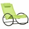 VidaXL Chaise longue avec oreiller Acier et textilène Vert -Bains de soleil Soldes image 2 317586