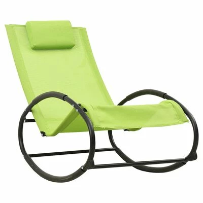 VidaXL Chaise longue avec oreiller Acier et textilène Vert 3 VidaXL Chaise longue avec oreiller Acier et textilène Vert