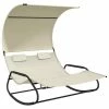 VidaXL Chaise longue double à bascule avec auvent Crème 1 VidaXL Chaise longue double à bascule avec auvent Crème -Bains de soleil Soldes image 2 317589