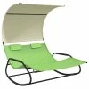 VidaXL Chaise longue double à bascule avec auvent Vert et crème 2 VidaXL Chaise longue double à bascule avec auvent Vert et crème -Bains de soleil Soldes image 2 317590
