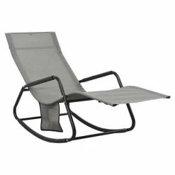 VidaXL Chaise longue Acier et textilène Gris