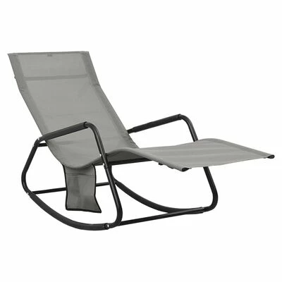 VidaXL Chaise longue Acier et textilène Gris 3 VidaXL Chaise longue Acier et textilène Gris