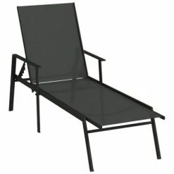 VidaXL Chaise longue Acier et tissu textilène Noir