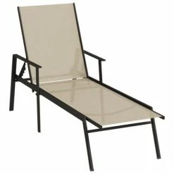 VidaXL Chaise longue Acier et tissu textilène crème