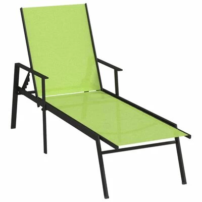 VidaXL Chaise longue Acier et tissu textilène Vert 3 VidaXL Chaise longue Acier et tissu textilène Vert