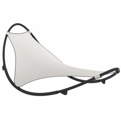 VidaXL Chaise longue à bascule avec roues Acier et textilène Crème 3 VidaXL Chaise longue à bascule avec roues Acier et textilène Crème