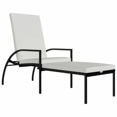 VidaXL Chaise longue avec repose-pied Résine tressée Noir 3 VidaXL Chaise longue avec repose-pied Résine tressée Noir