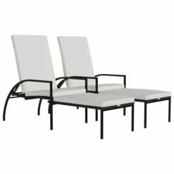 VidaXL Chaises longues avec repose-pied 2 pcs Résine tressée Marron